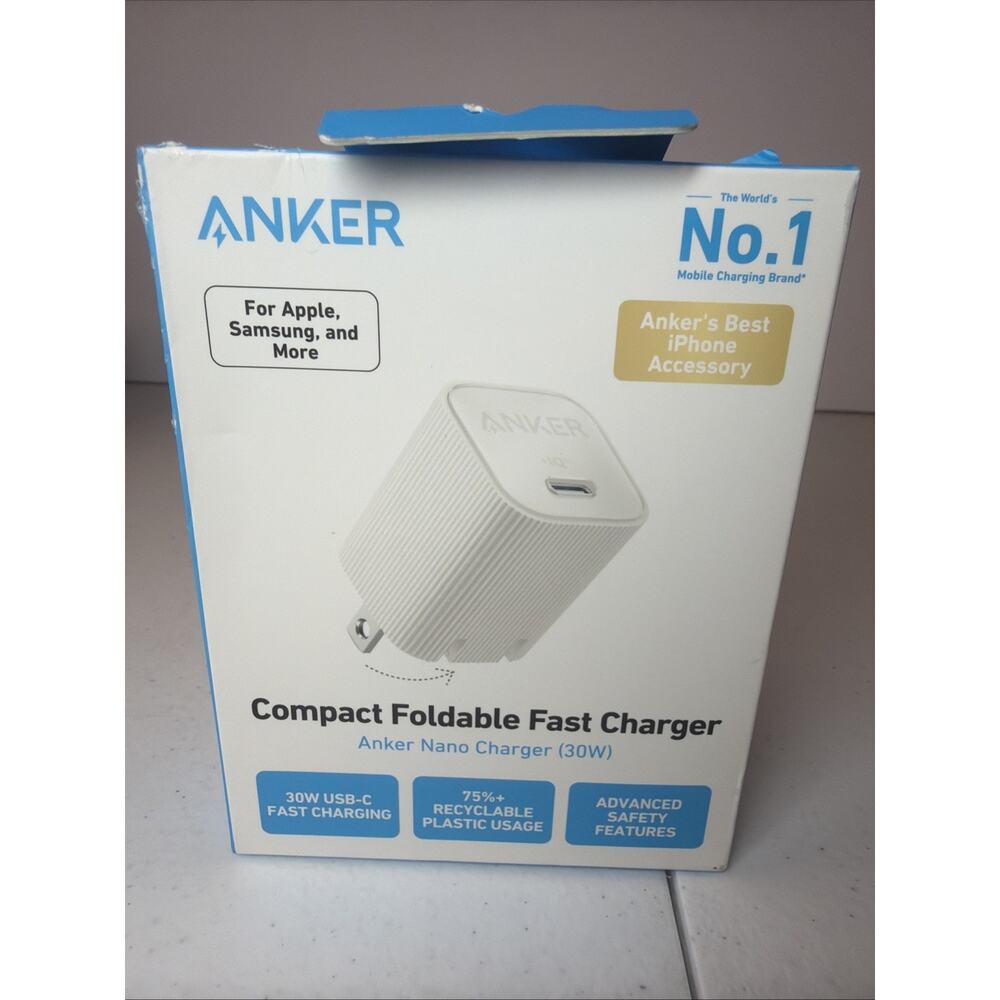 Anker Nano 30W USB-C Fast Charger Compact Foldable Power Adapter Open Box